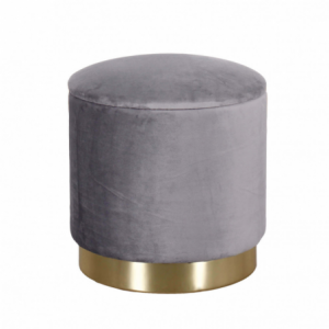 Pouf Contenitore Rotondo in Velluto Grigio Scuro per Casa