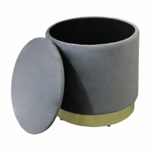 Zoom POUF CONTENITORE ROTONDO IN VELLUTO GRIGIO SCURO