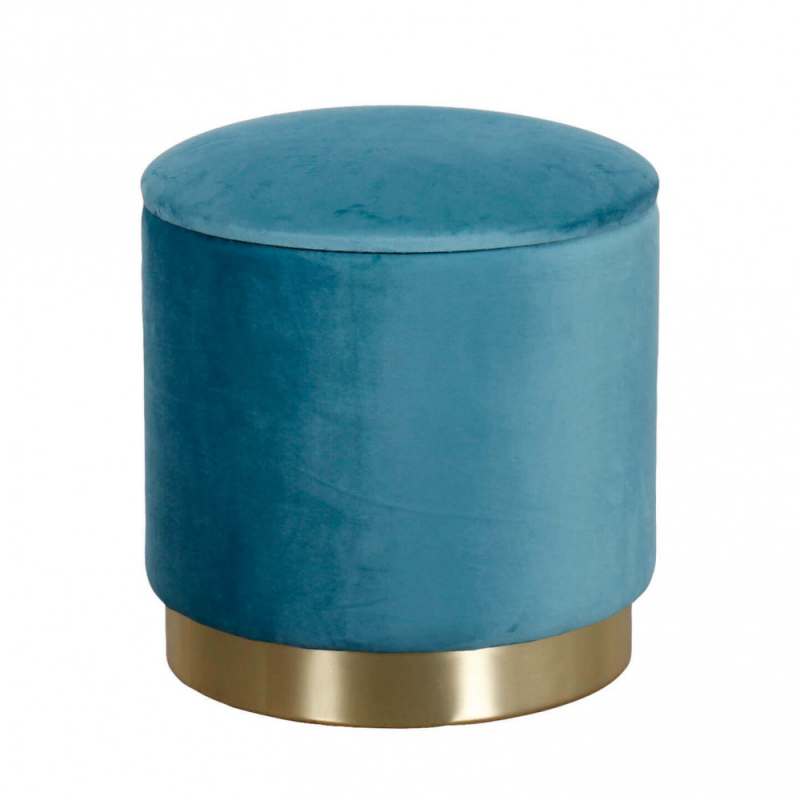 Pouf Contenitore Rotondo in Velluto Verde per Casa