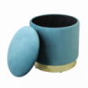 Pouf Contenitore Rotondo in Velluto Verde per Casa
