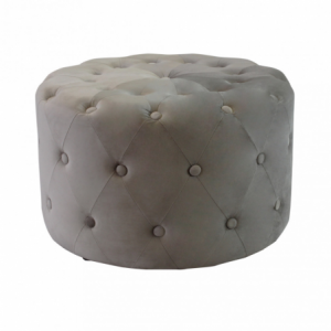 Pouf Rotondo in Velluto Tortora per Casa