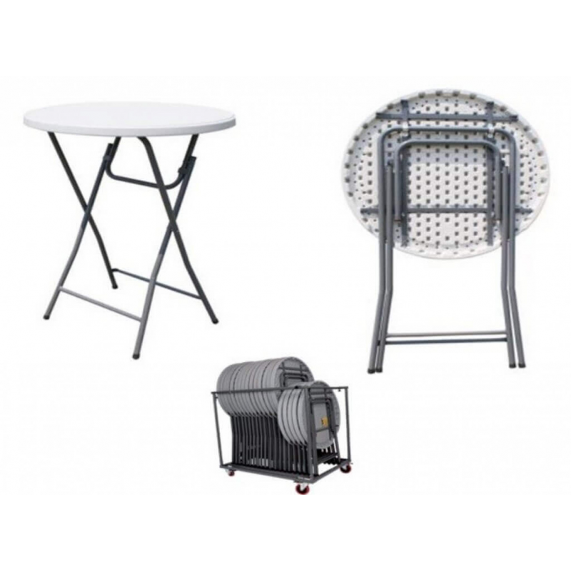 Tavolo Catering Alto Ø60 pieghevole da esterno robusto pratico