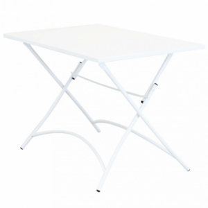 Tavolo da Giardino Bristol 110x70 cm Bianco in Acciaio Pieghevole – Tavolo Quadrato da Esterno