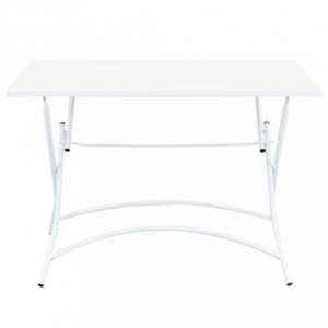 Zoom Tavolo da Giardino Bristol 110x70 cm Bianco in Acciaio Pieghevole – Tavolo Quadrato da Esterno