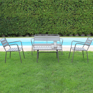 Zoom Salotto Bristol da Esterno in Ferro Grigio con Tavolino – Arredo Giardino Moderno
