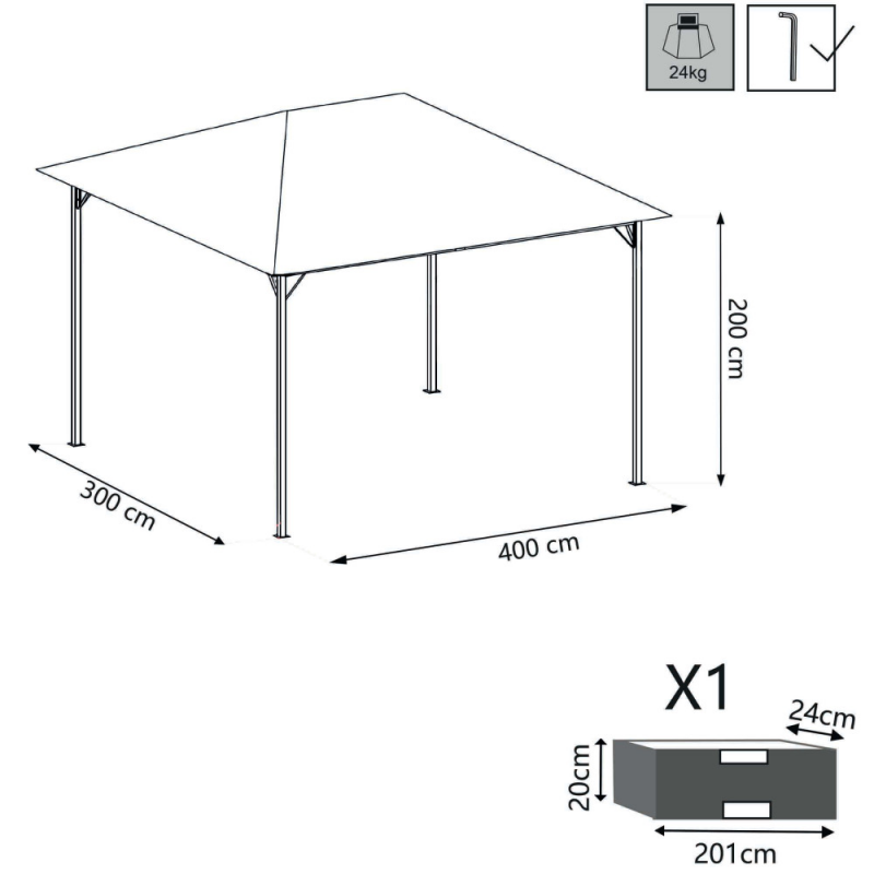Gazebo Liberty 3x4 metri elegante e resistente per giardino