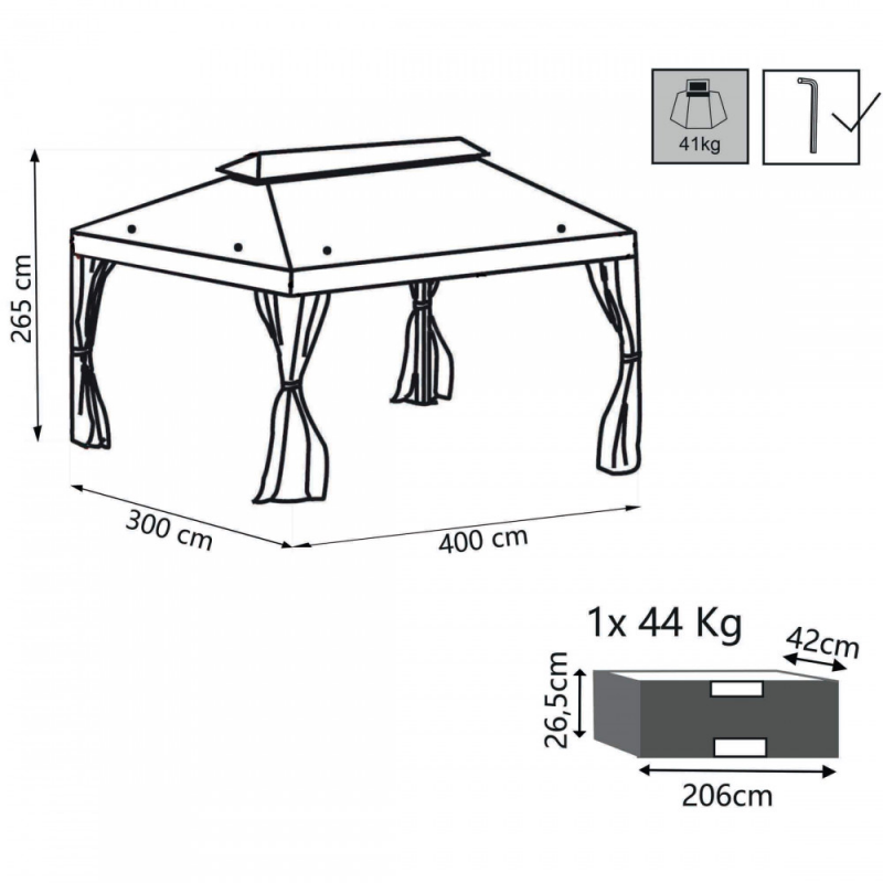Gazebo Avana 3x4 m struttura robusta giardino elegante