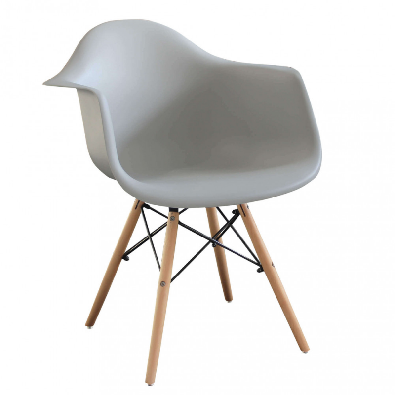 Set 4 poltrone Moritz grigia moderne imbottite per soggiorno