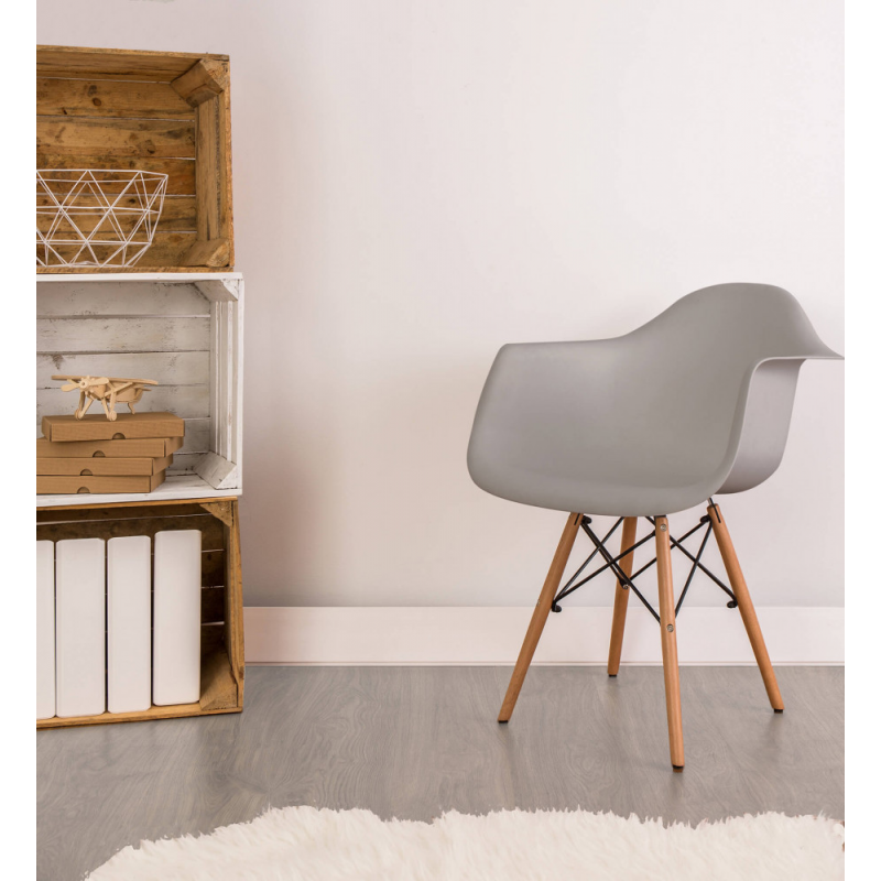 Set 4 poltrone Moritz grigia moderne imbottite per soggiorno