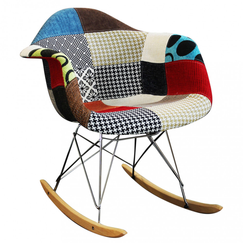 Set 4 poltrone dondolo Moritz patchwork moderne e colorate