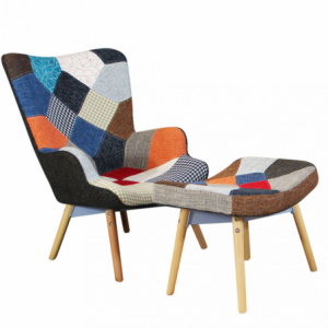 Poltrona con poggiapiedi Versailles patchwork design colorato
