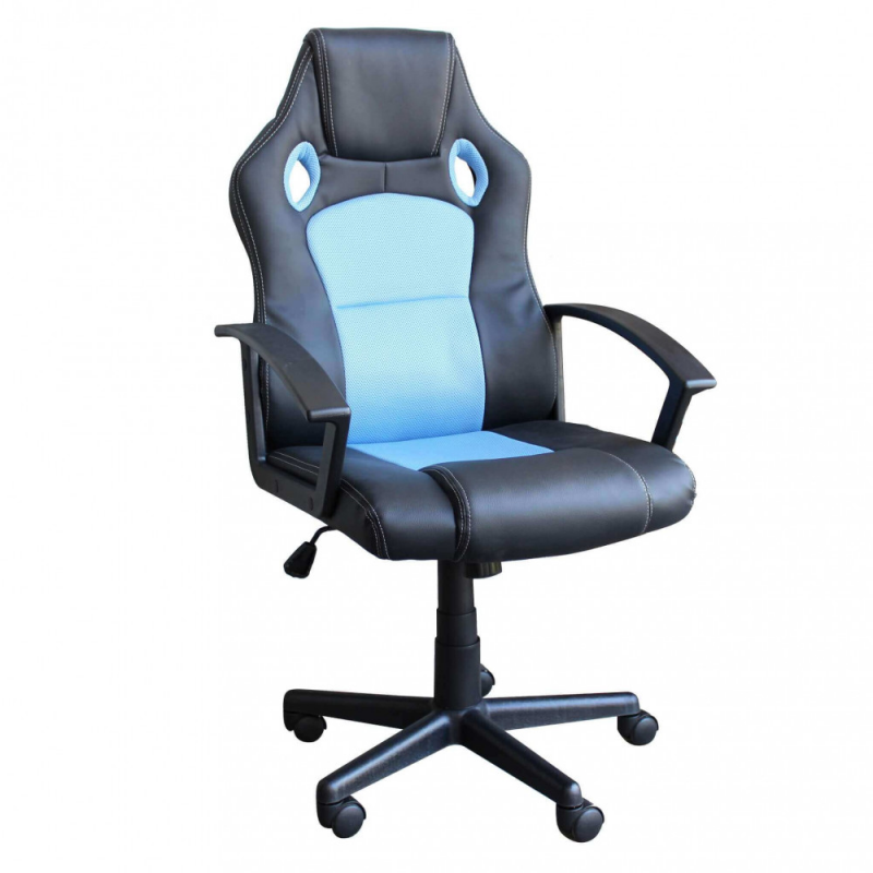 Poltrona da gaming Uncharted blu e nera ergonomica regolabile