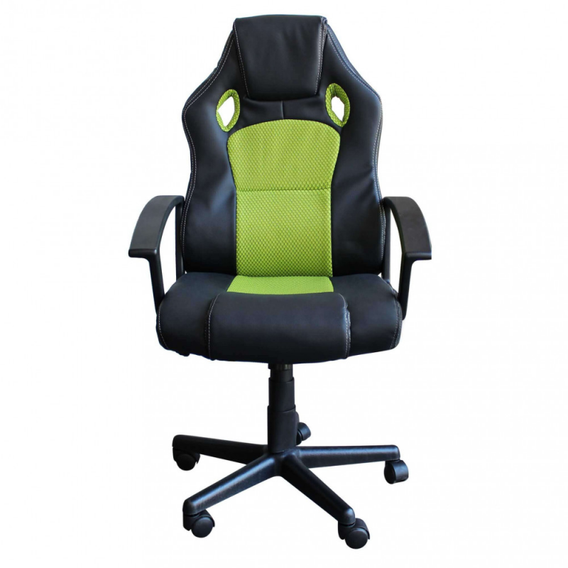 Poltrona da gaming Uncharted verde e nera ergonomica regolabile