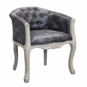Set 2 poltrone Coreen ecopelle vintage grigio imbottite eleganti