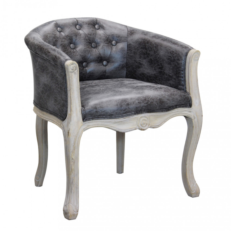 Set 2 poltrone Coreen ecopelle vintage grigio imbottite eleganti