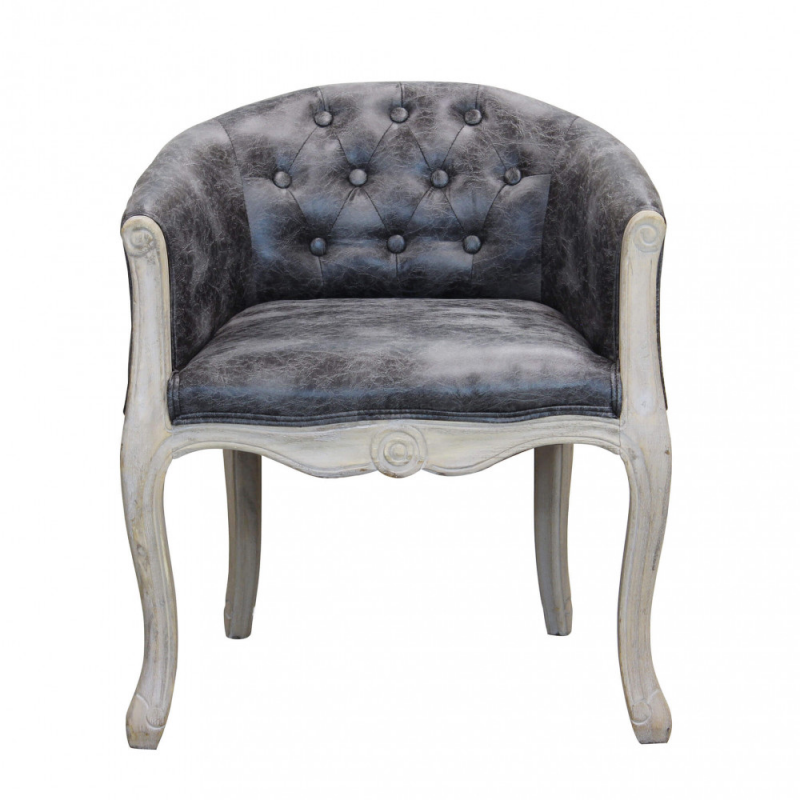 Set 2 poltrone Coreen ecopelle vintage grigio imbottite eleganti