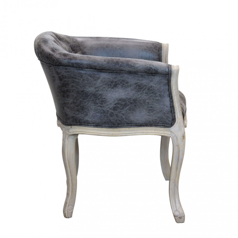 Set 2 poltrone Coreen ecopelle vintage grigio imbottite eleganti
