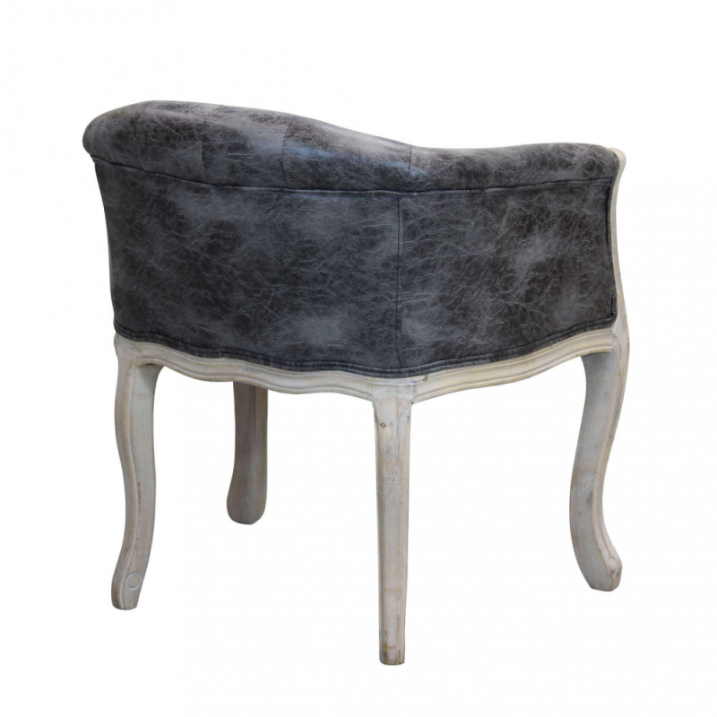 Set 2 poltrone Coreen ecopelle vintage grigio imbottite eleganti