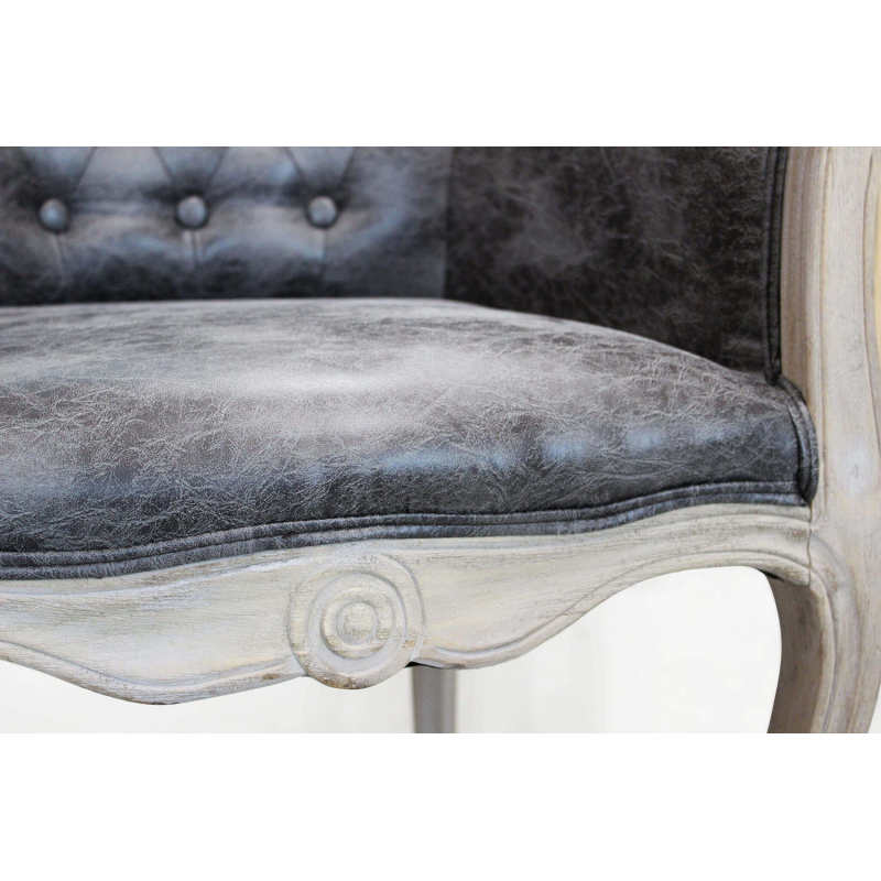 Set 2 poltrone Coreen ecopelle vintage grigio imbottite eleganti