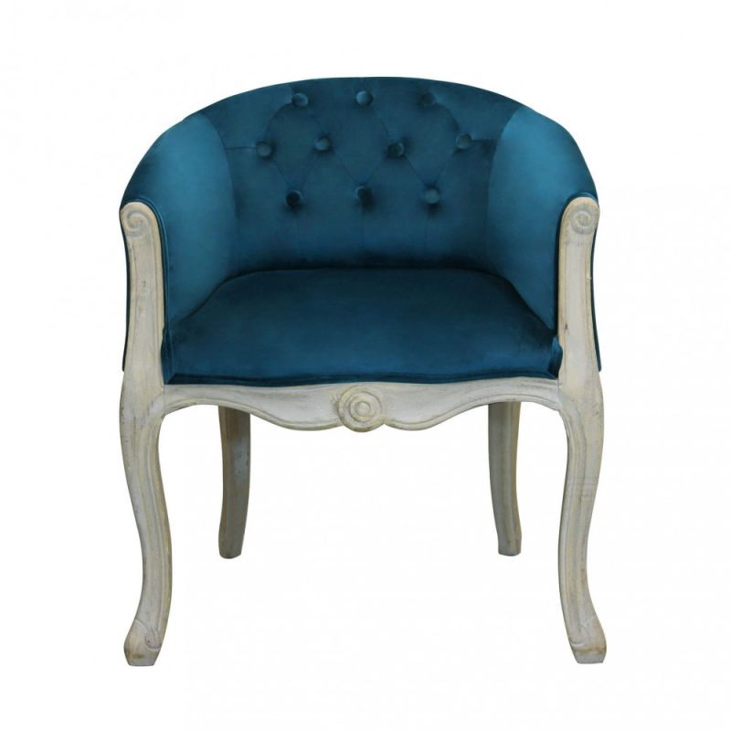 Set 2 Poltrone Coreen in velluto blu classiche per soggiorno
