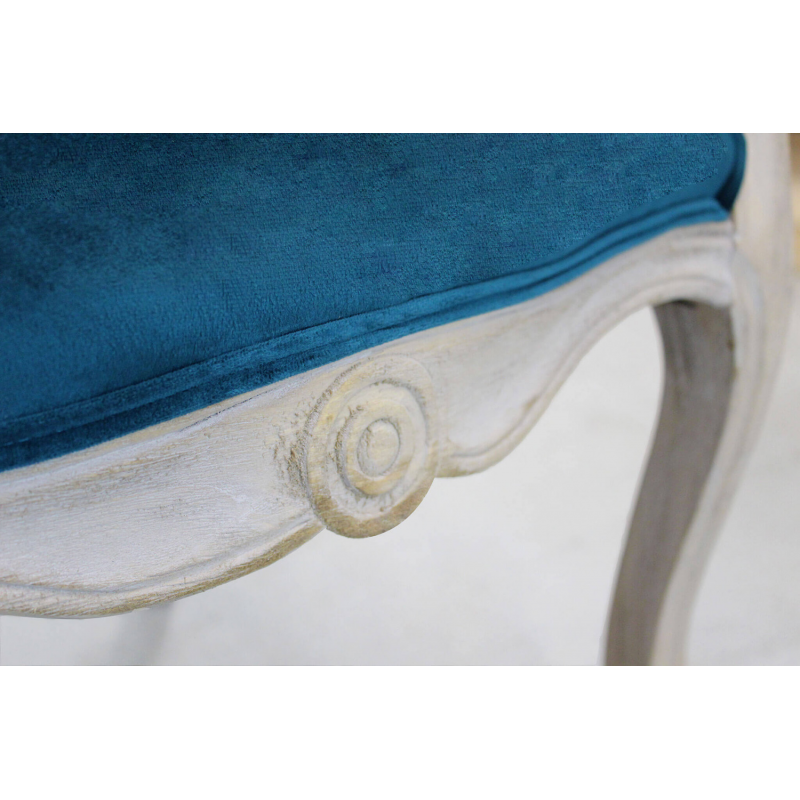 Set 2 Poltrone Coreen in velluto blu classiche per soggiorno