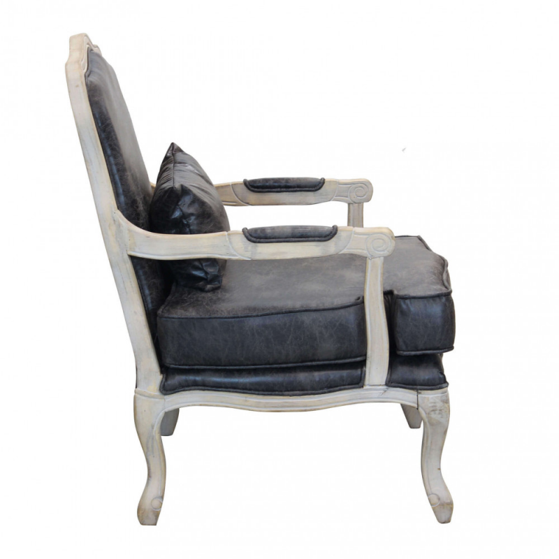 Poltrona Christy in ecopelle vintage grigio classica soggiorno