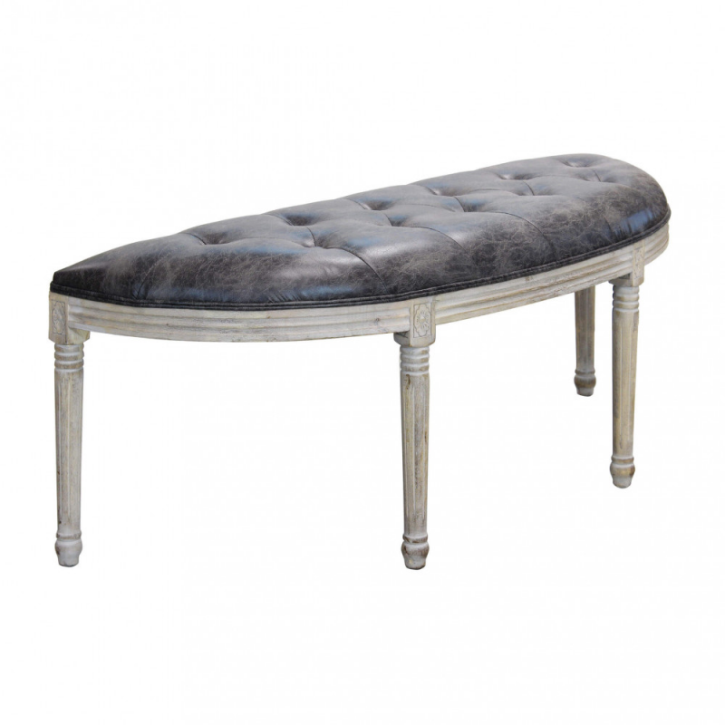 Set 2 Panche Margi in ecopelle vintage grigio per soggiorno