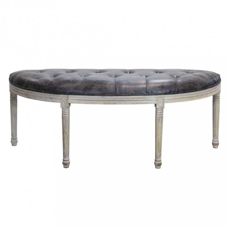 Set 2 Panche Margi in ecopelle vintage grigio per soggiorno