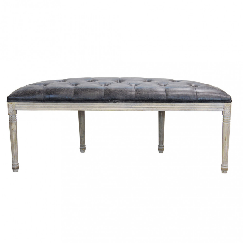 Set 2 Panche Margi in ecopelle vintage grigio per soggiorno