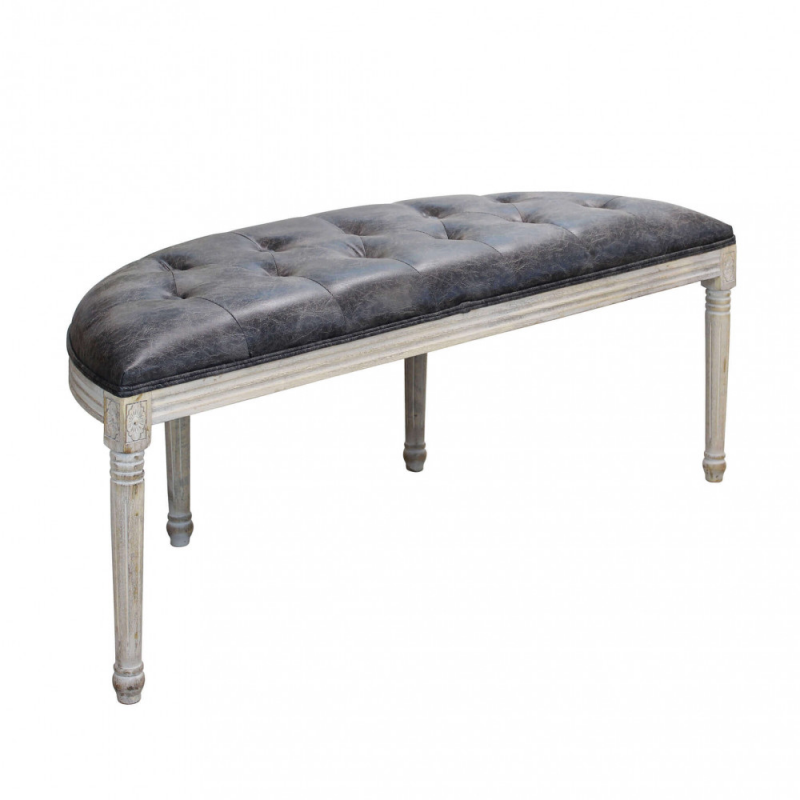 Set 2 Panche Margi in ecopelle vintage grigio per soggiorno