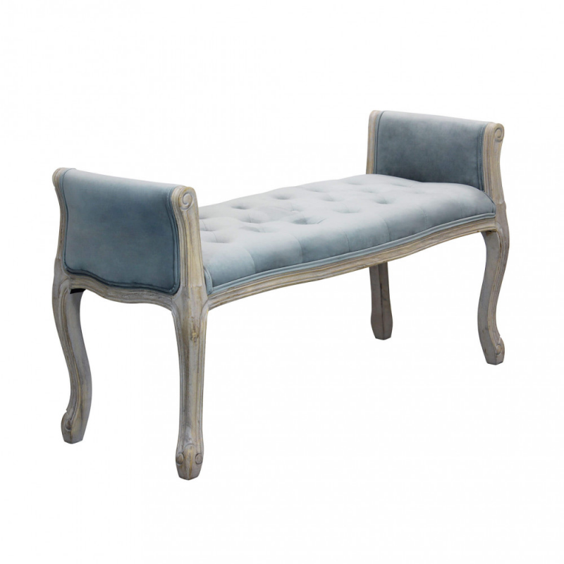 Set 2 panche Madelyn in velluto grigio moderne per soggiorno