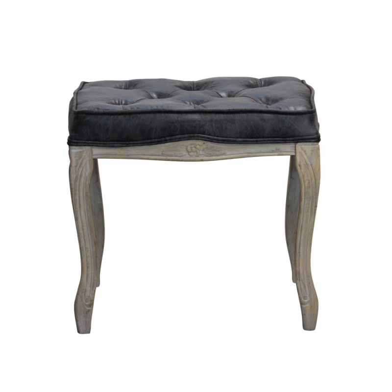 Set 2 sgabelli Marly in ecopelle vintage grigio per soggiorno