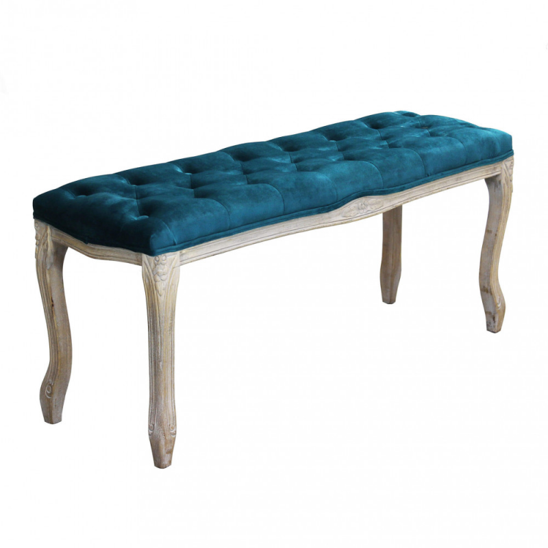 Set 2 panche Misty in velluto blu moderne per soggiorno