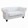 Divano 2 posti Chesterfield in ecopelle bianco elegante