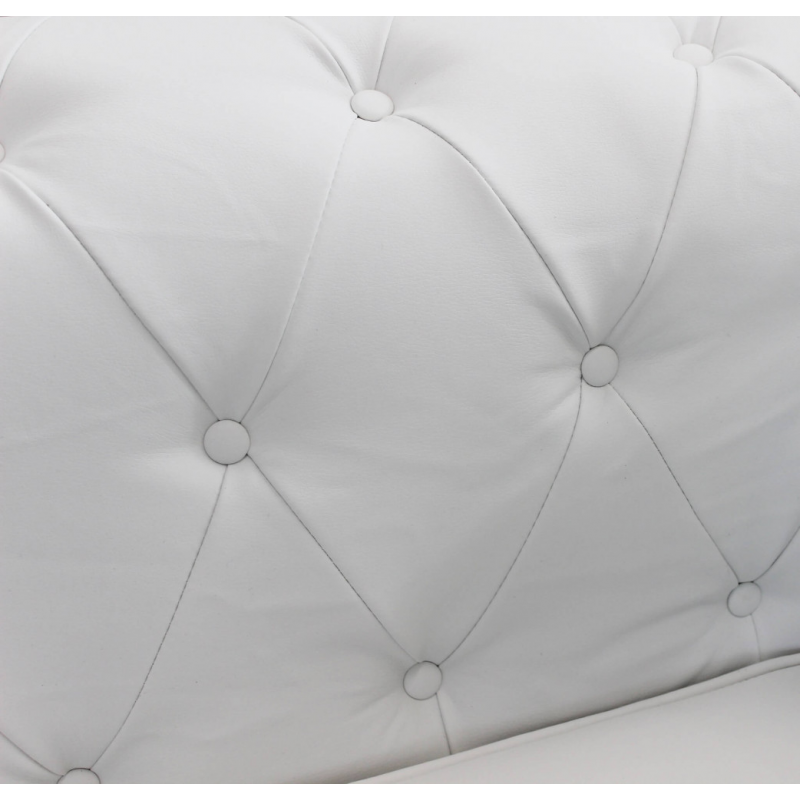 Divano 2 posti Chesterfield in ecopelle bianco elegante