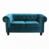Divano 2 posti Chesterfield in velluto blu elegante e moderno
