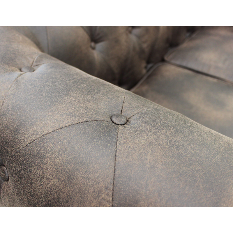 Divano 3 posti Chesterfield in ecopelle vintage marrone elegante
