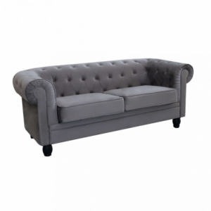 Divano 3 posti Chesterfield in velluto taupe elegante soggiorno