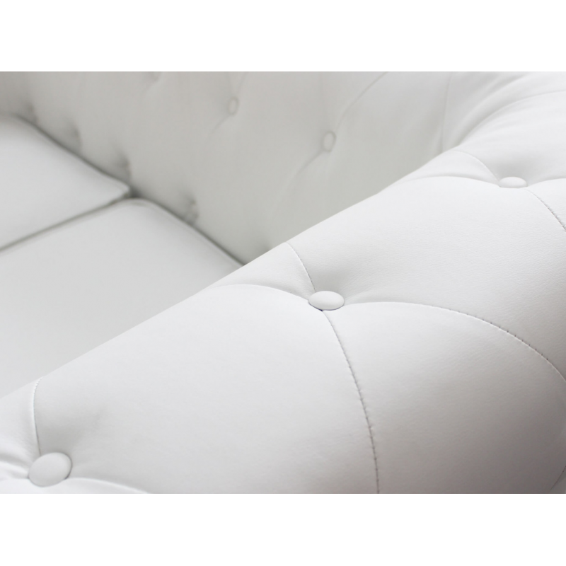 Divano 3 posti Chesterfield in ecopelle bianco elegante soggiorno