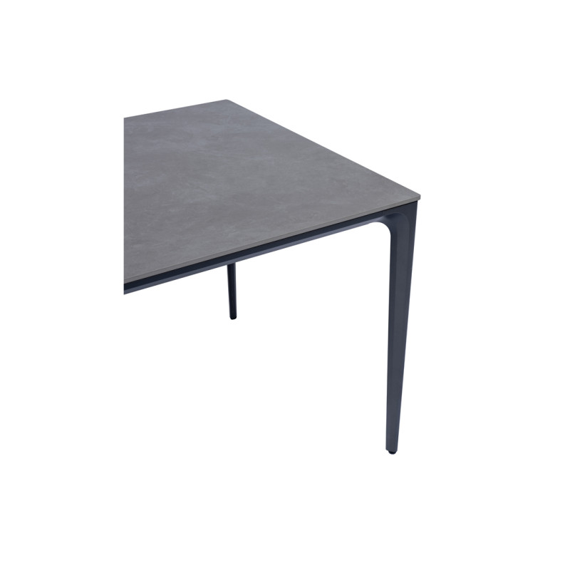 Tavolo Alghero 180x90 Alluminio Antracite Piano Gress Grigio Moia