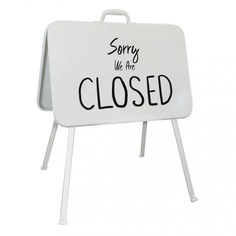 Cartello acciaio Open/Closed Pierre Cosma L60×P53×H77 cm bianco vintage — levantshop.live