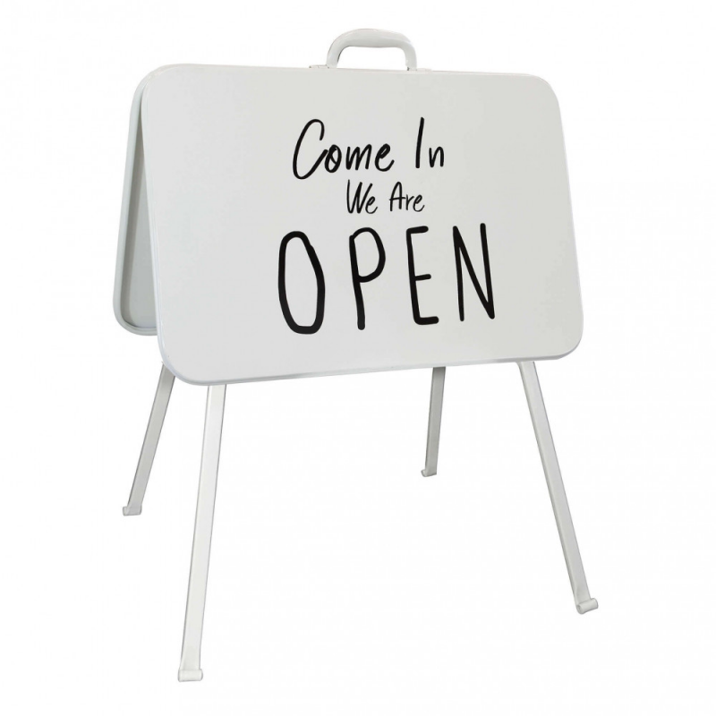 Cartello acciaio Open/Closed Pierre Cosma L60×P53×H77 cm bianco vintage — levantshop.live