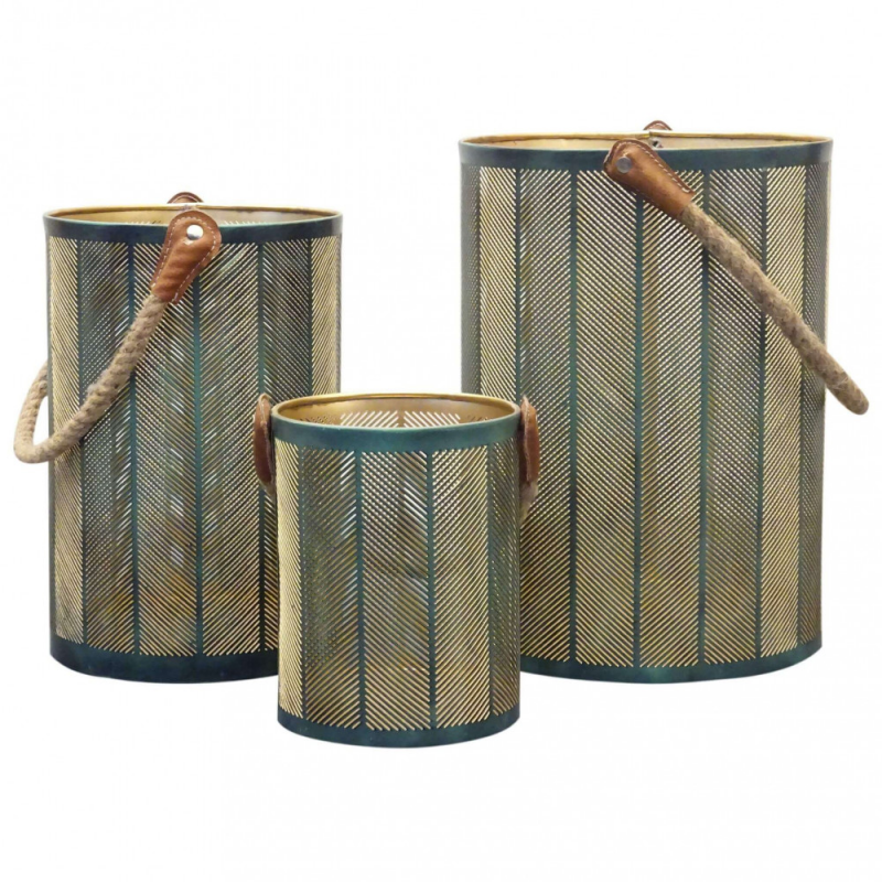 Set 3 lanterne in metallo Chloe moderne per casa e giardino