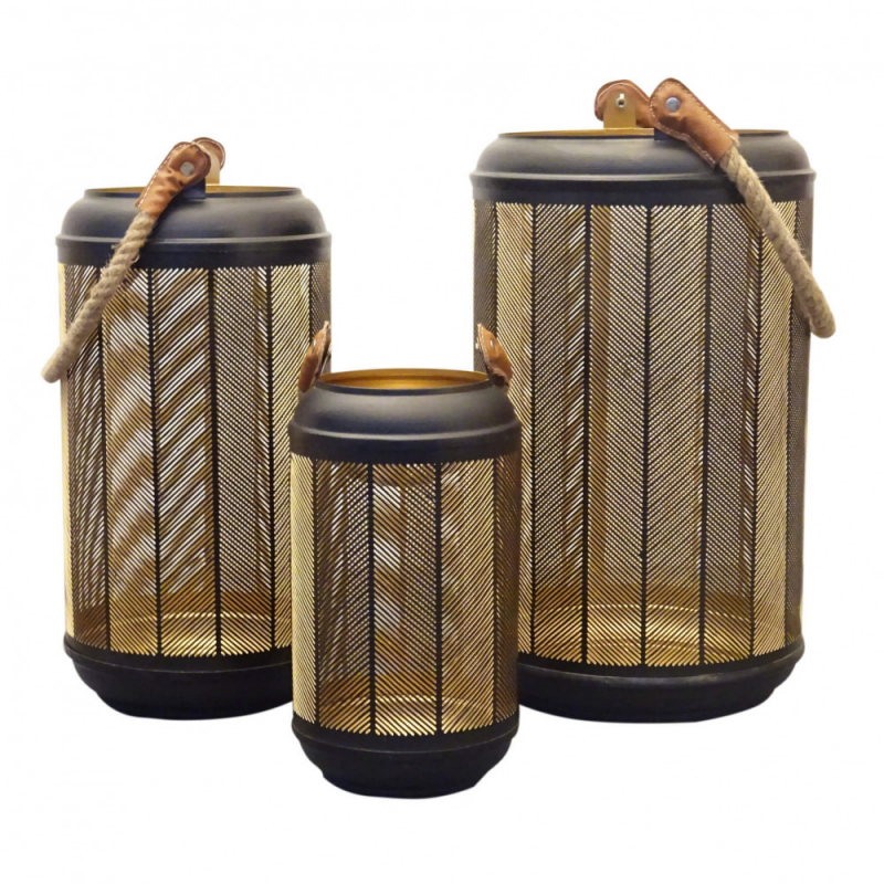 SET DI 3 LANTERNE IN METALLO CHRISTINE