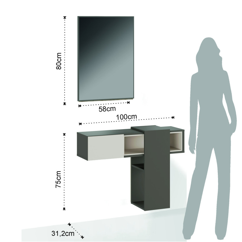 Ingresso Play Grey 105 X 30 H.14 Cm