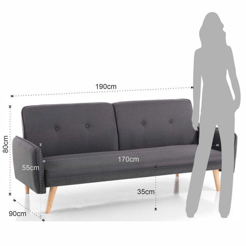 Divano letto Dede Tomasucci grigio clic clac L190×P90×H80 cm — levantshop.live