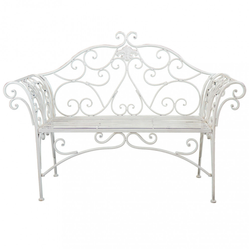 Panca Eloise bianco antico da esterno elegante e resistente