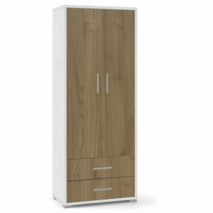 MOBILE a 2 ANTE con 2 cassetti 182 cm bianco e noce