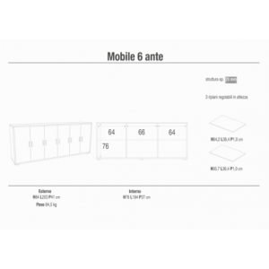 Zoom MOBILE a 6 ANTE in OSSIDO BIANCO E NOCE STELVIO