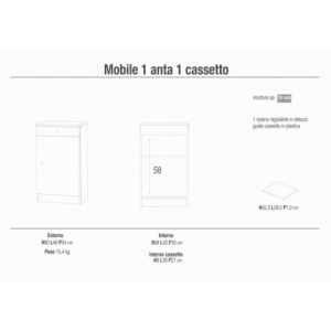 Zoom MOBILE a 1 ANTA con 1 CASSETTO BIANCO LISCIO